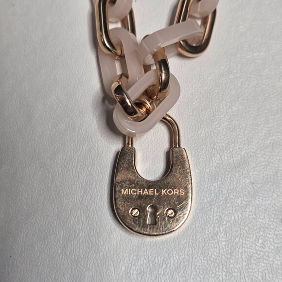 Michael Kors Heritage Pave Padlock Bracelet Rose Gold Tone Link 8" - Picture 2 of 4